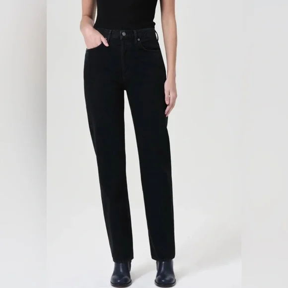 NWT AGOLDE 90's Pinch Waist Long Jeans in Black - Picture 5 of 10